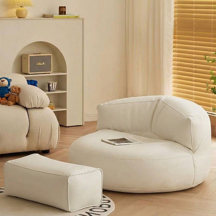 Contemporain Rétro Cuir Microfibre EPS Canapé Paresseux en Forme de Haricot Semi-circulaire Repose-pieds Dossier Pour Salon 