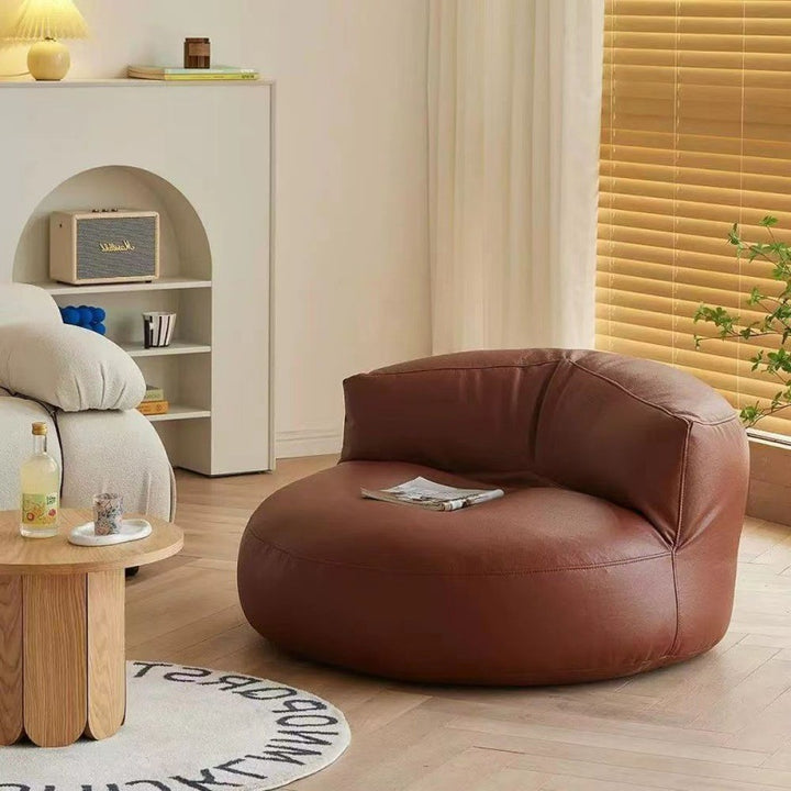 Zeitgenössischer Retro-Mikrofaser-Leder-EPS-Halbkreis-Bohnenbeutellazy-Sofa-Fußstütze Rückenlehne für Wohnzimmer 