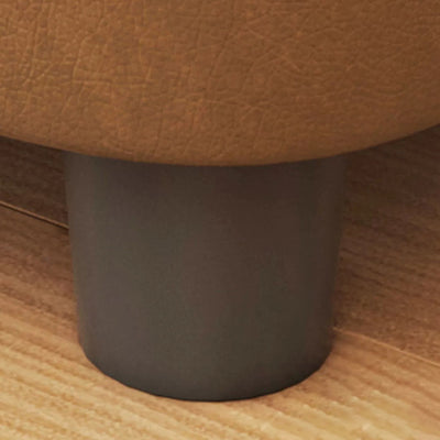 Contemporary Scandinavian Oil Waxed Leather Wood Sponge Rectangular Storage Footstool Backless For Entryway