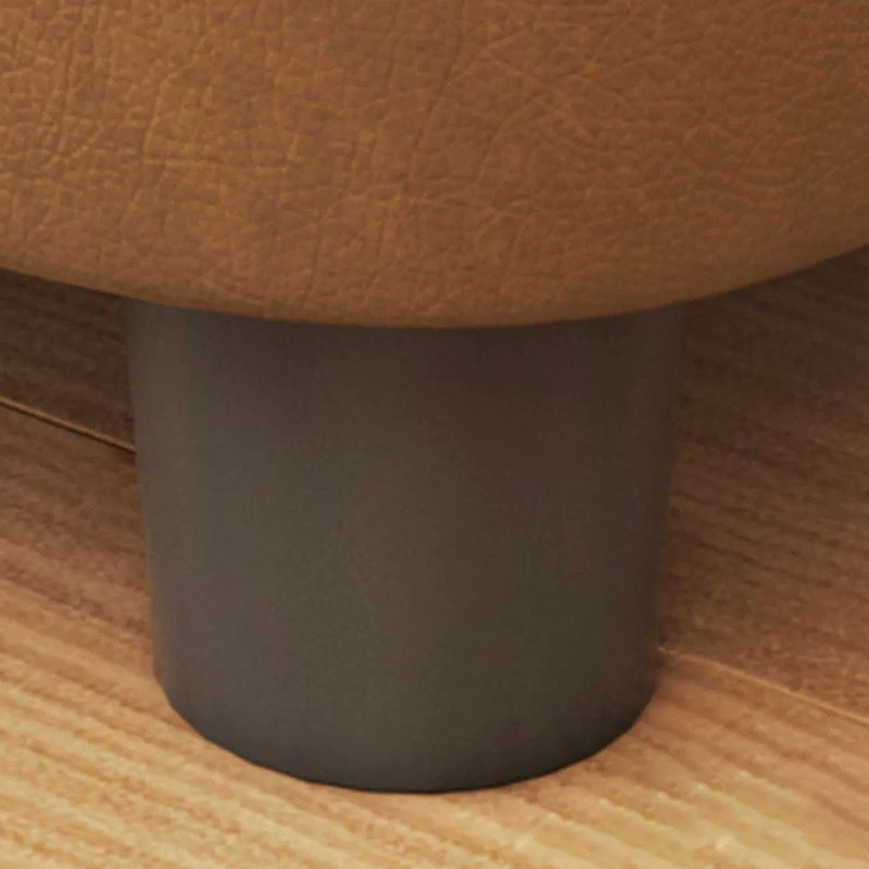 Contemporary Scandinavian Oil Waxed Leather Wood Sponge Rectangular Storage Footstool Backless For Entryway
