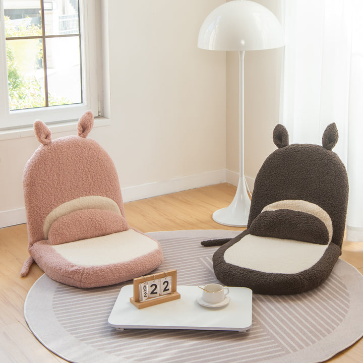 Coussin Tatami Carré Contemporain pour Enfants Créatifs avec Oreilles de Chat, Imitation Laine d&