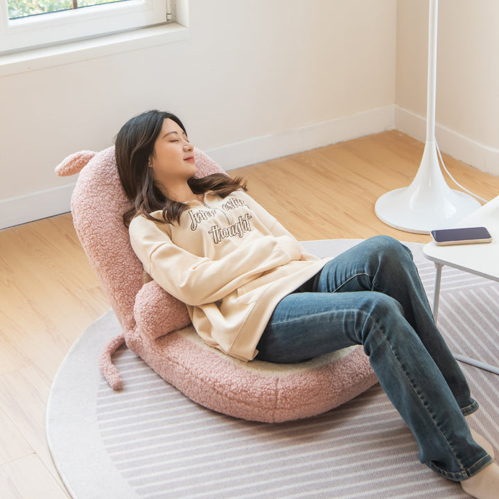 Coussin Tatami Carré Contemporain pour Enfants Créatifs avec Oreilles de Chat, Imitation Laine d&