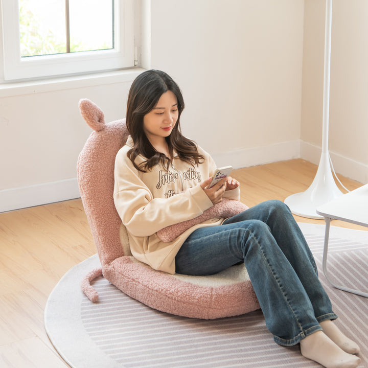 Coussin Tatami Carré Contemporain pour Enfants Créatifs avec Oreilles de Chat, Imitation Laine d&