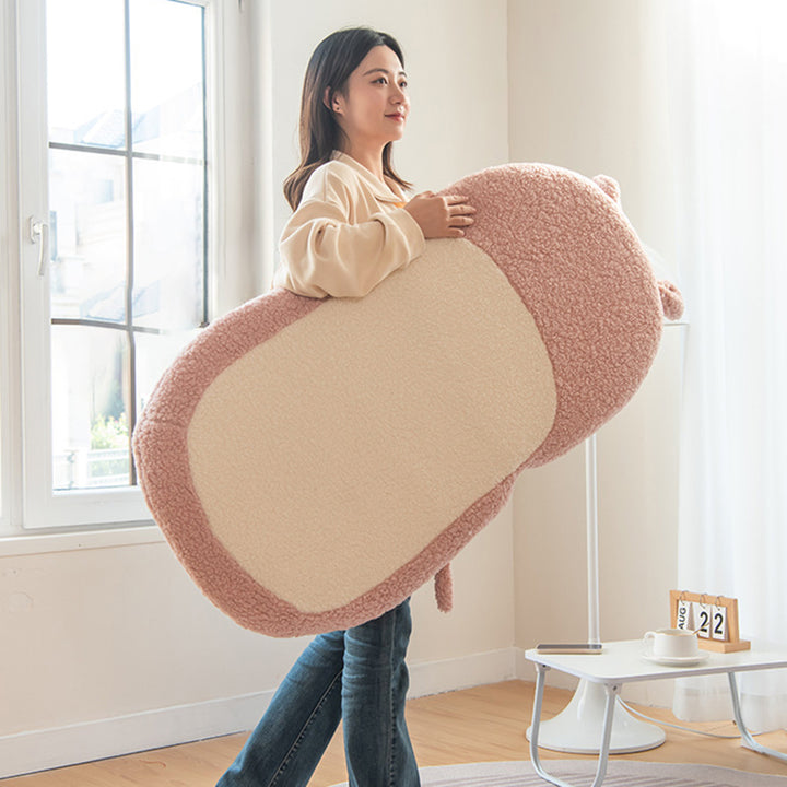 Coussin Tatami Carré Contemporain pour Enfants Créatifs avec Oreilles de Chat, Imitation Laine d&