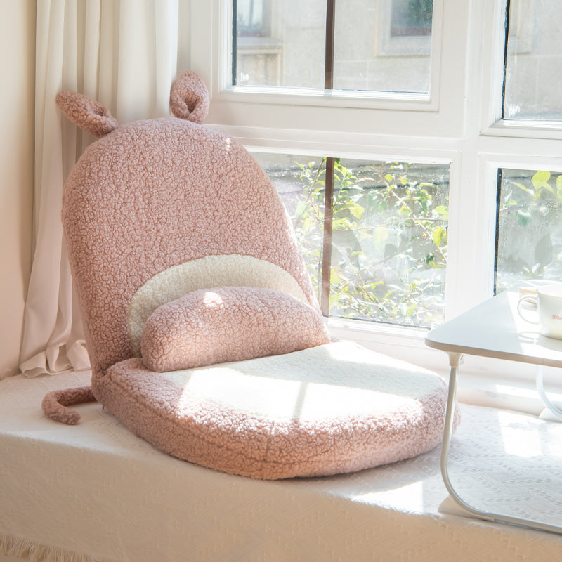 Coussin Tatami Carré Contemporain pour Enfants Créatifs avec Oreilles de Chat, Imitation Laine d&