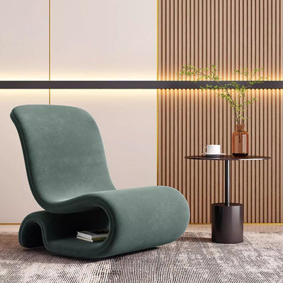 Modern Art Deco Velvet Iron Sponge Curved Shaped Accent Chair Backrest For Living Room