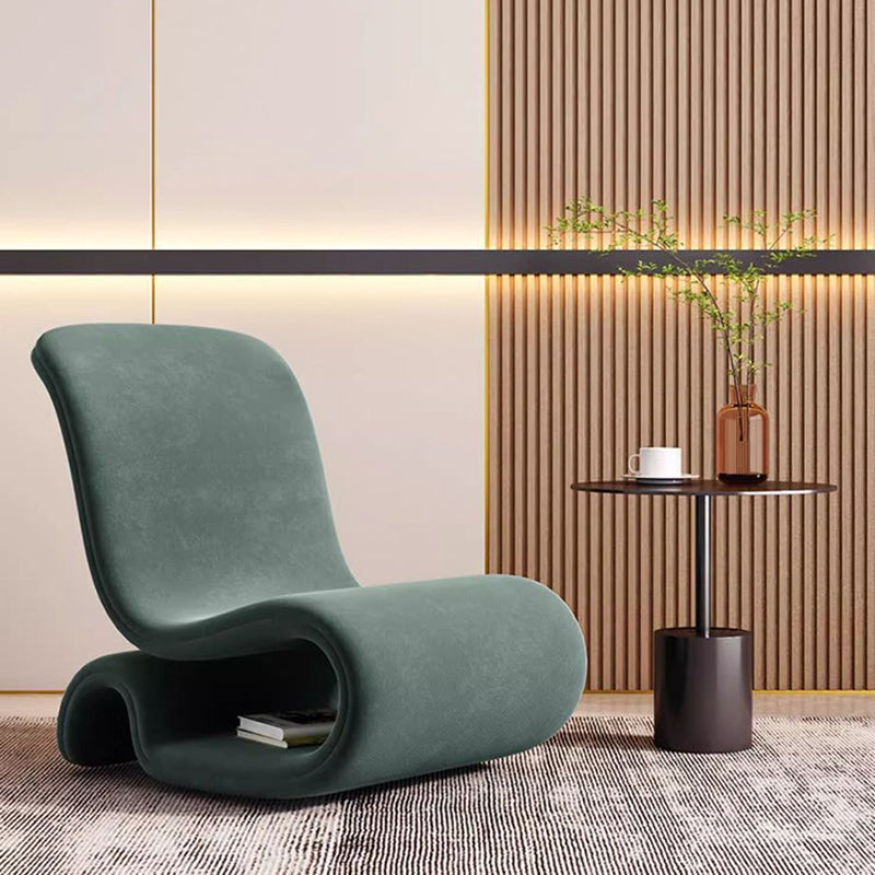 Modern Art Deco Velvet Iron Sponge Curved Shaped Accent Chair Backrest For Living Room