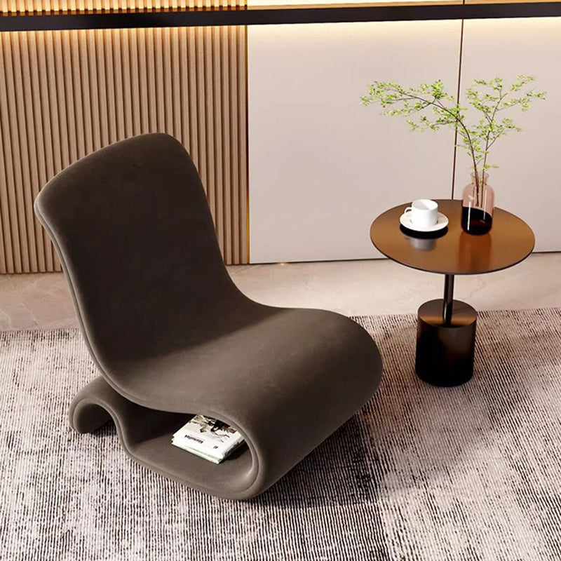 Modern Art Deco Velvet Iron Sponge Curved Shaped Accent Chair Backrest For Living Room