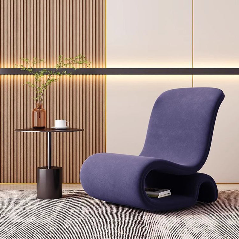 Modern Art Deco Velvet Iron Sponge Curved Shaped Accent Chair Backrest For Living Room