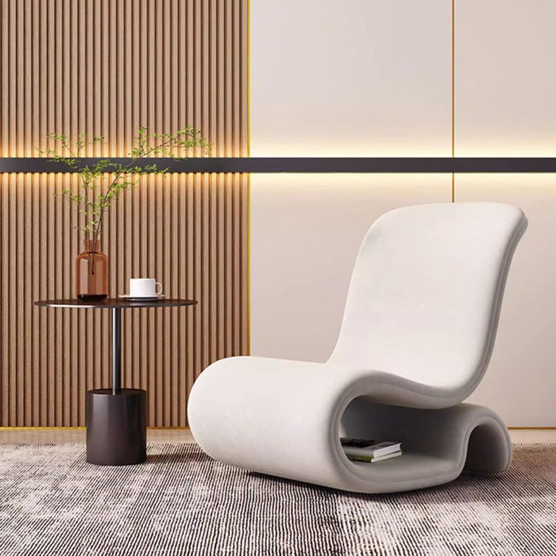 Modern Art Deco Velvet Iron Sponge Curved Shaped Accent Chair Backrest For Living Room