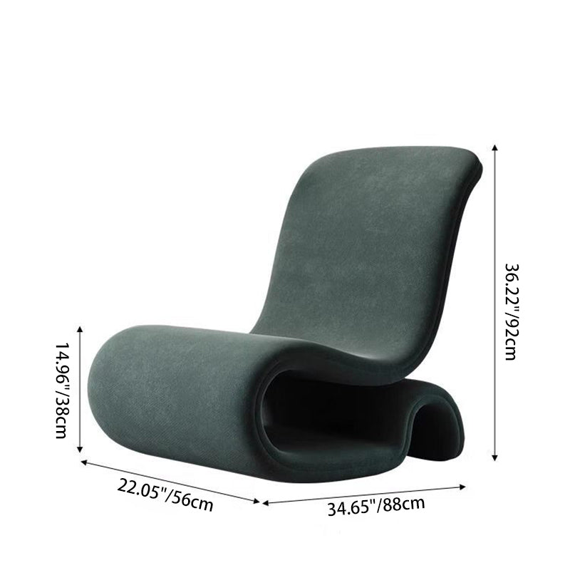 Modern Art Deco Velvet Iron Sponge Curved Shaped Accent Chair Backrest For Living Room
