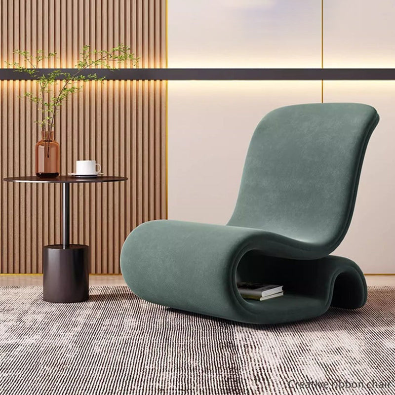 Modern Art Deco Velvet Iron Sponge Curved Shaped Accent Chair Backrest For Living Room