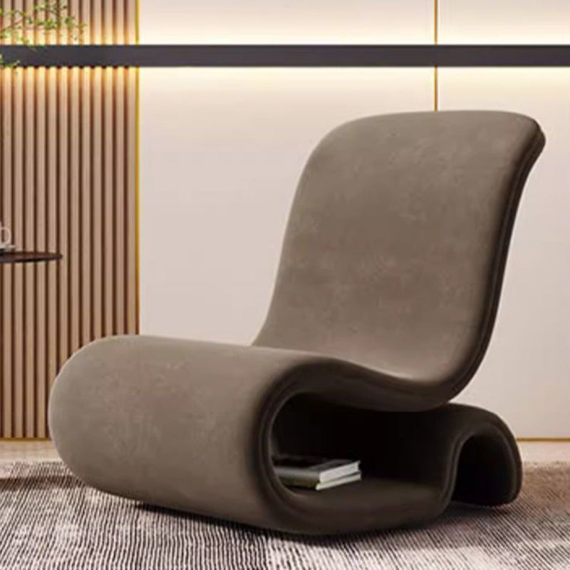 Modern Art Deco Velvet Iron Sponge Curved Shaped Accent Chair Backrest For Living Room