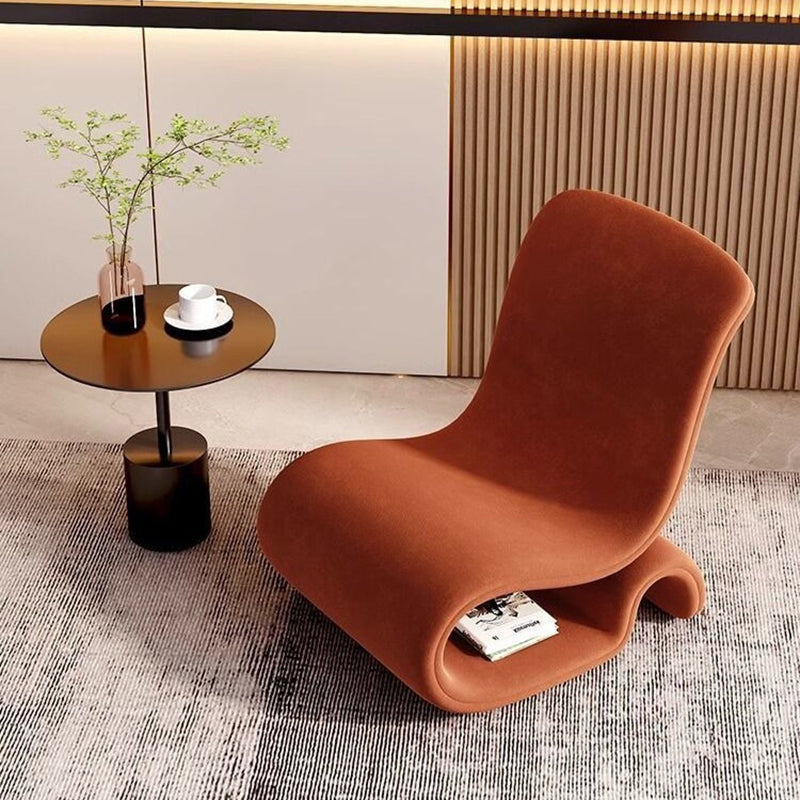 Modern Art Deco Velvet Iron Sponge Curved Shaped Accent Chair Backrest For Living Room