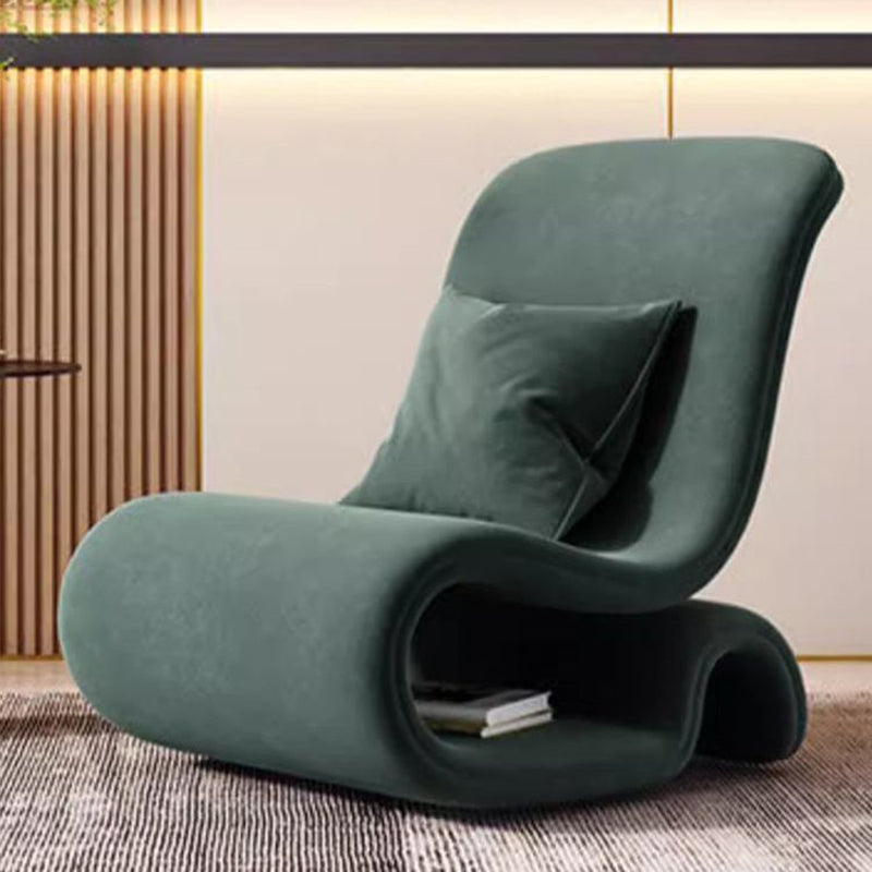 Modern Art Deco Velvet Iron Sponge Curved Shaped Accent Chair Backrest For Living Room