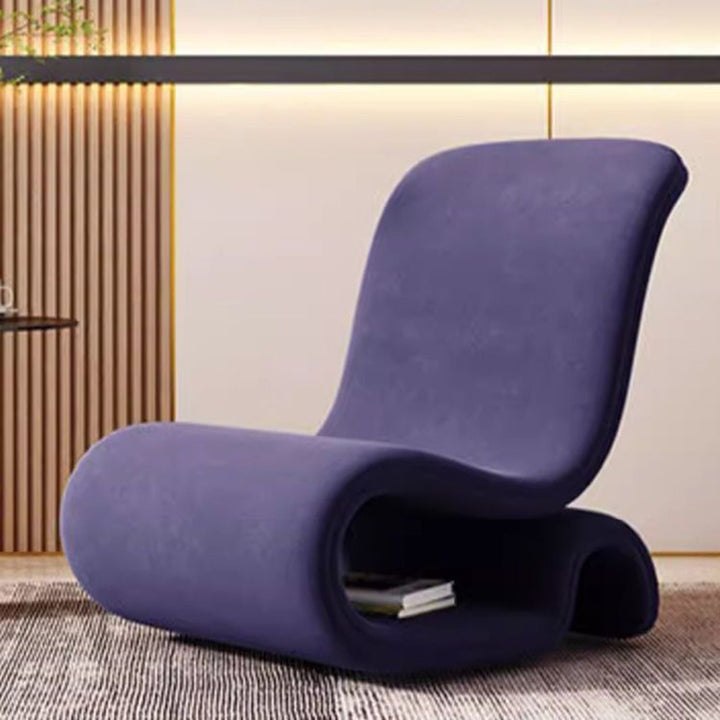 Modern Art Deco Velvet Iron Sponge Curved Shaped Accent Chair Backrest For Living Room