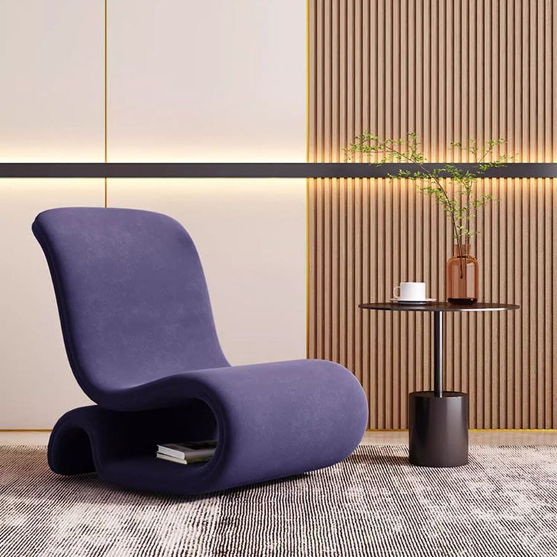 Modern Art Deco Velvet Iron Sponge Curved Shaped Accent Chair Backrest For Living Room