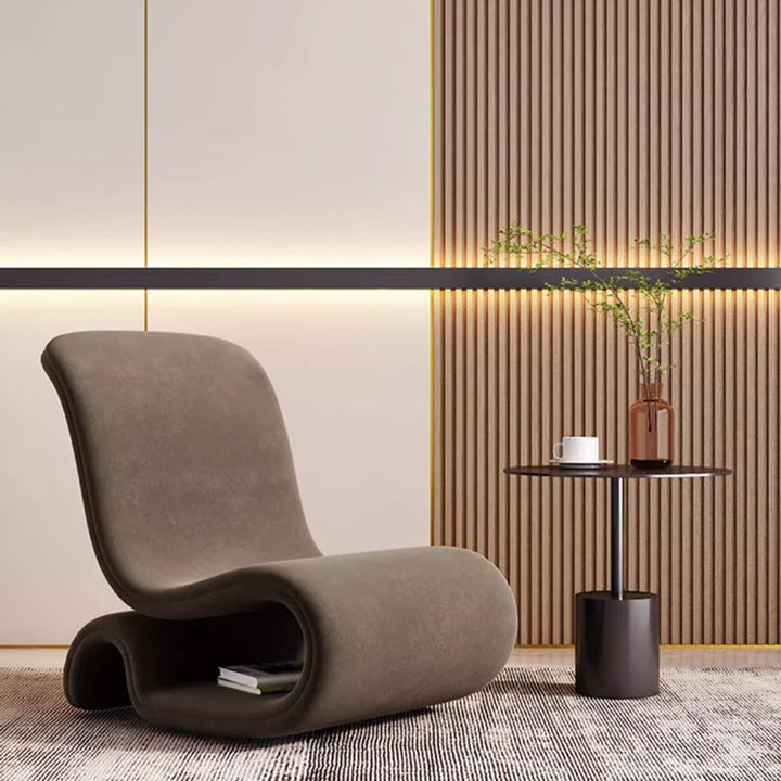 Modern Art Deco Velvet Iron Sponge Curved Shaped Accent Chair Backrest For Living Room
