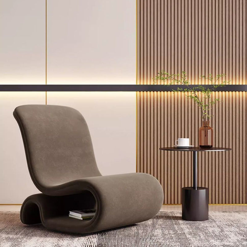 Modern Art Deco Velvet Iron Sponge Curved Shaped Accent Chair Backrest For Living Room