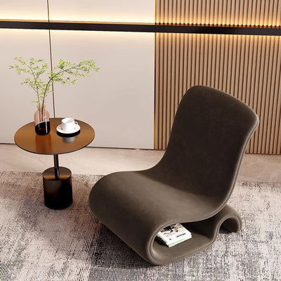 Modern Art Deco Velvet Iron Sponge Curved Shaped Accent Chair Backrest For Living Room