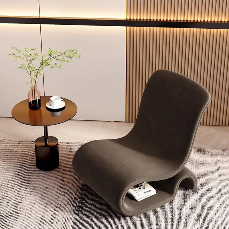 Modern Art Deco Velvet Iron Sponge Curved Shaped Accent Chair Backrest For Living Room