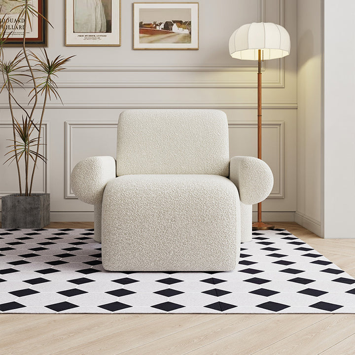 Contemporain Nordic Lambswool Bois Éponge Carré Accent Chaise Dossier Accoudoir Pour Salon 