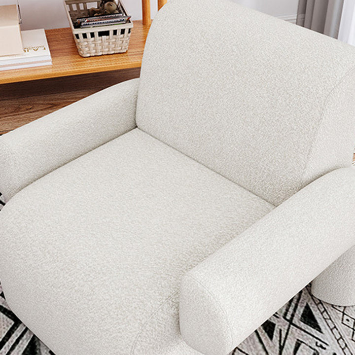 Contemporary Nordic Sherpa Fabric Wood Sponge Square Accent Chair Backrest Armrest For Living Room