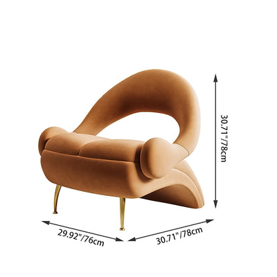 Modern Art Deco Velvet Iron Sponge Oval Sloping Headphone-Shape Leisure Accent Chair Backrest For Living Room