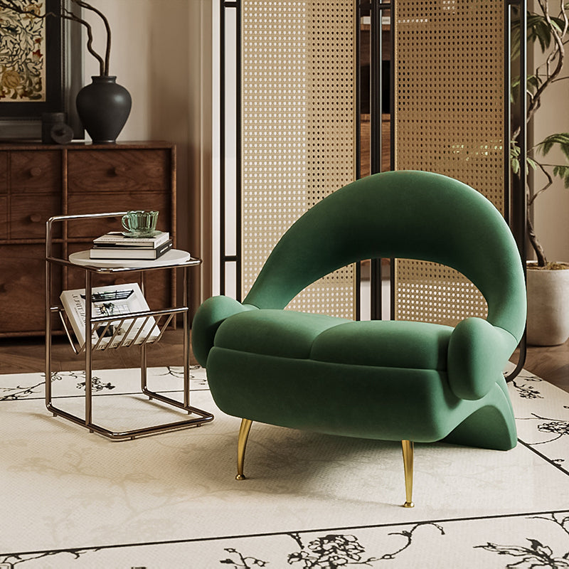 Modern Art Deco Velvet Iron Sponge Oval Sloping Headphone-Shape Leisure Accent Chair Backrest For Living Room