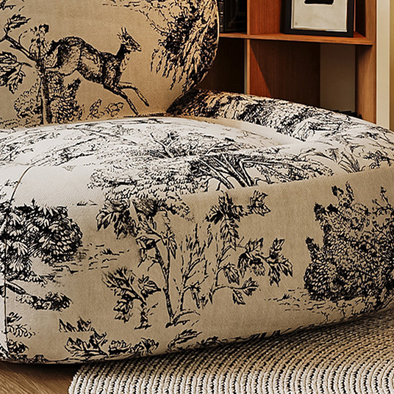Conjunto de Silla y Mesa Cuadrada con Estampado de Cara de Jungla en Tela Tradicional Francesa con Madera y Esponja para Sala de Estar 