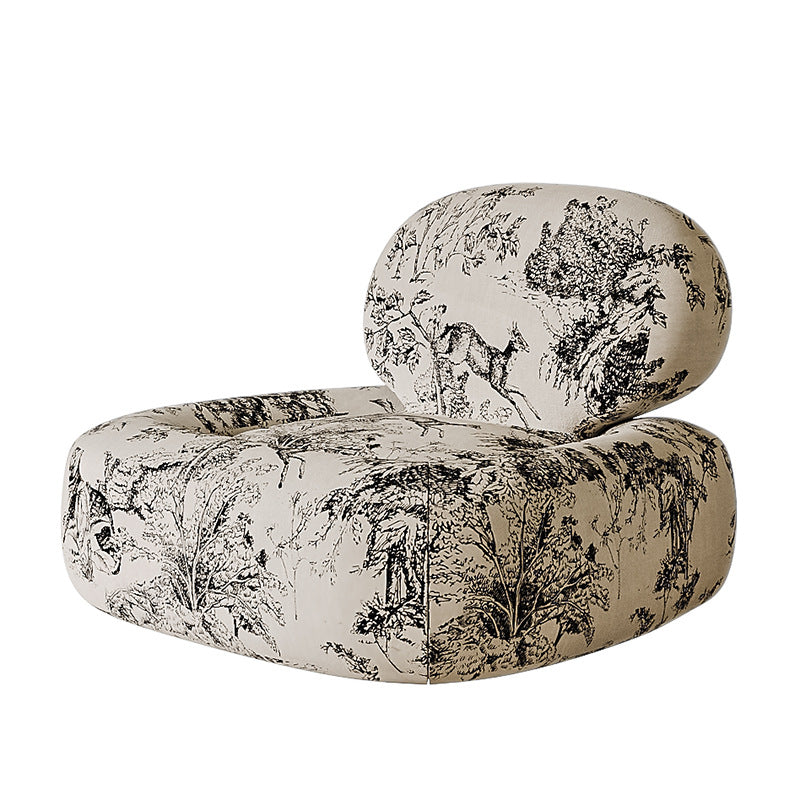 Traditional French Fabric Wood Sponge Jungle Face Printing Square Accent Chair & Table Set For Living Room