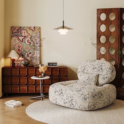 Traditional French Fabric Wood Sponge Jungle Face Printing Square Accent Chair & Table Set For Living Room