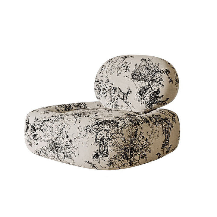 Conjunto de Silla y Mesa Cuadrada con Estampado de Cara de Jungla en Tela Tradicional Francesa con Madera y Esponja para Sala de Estar 