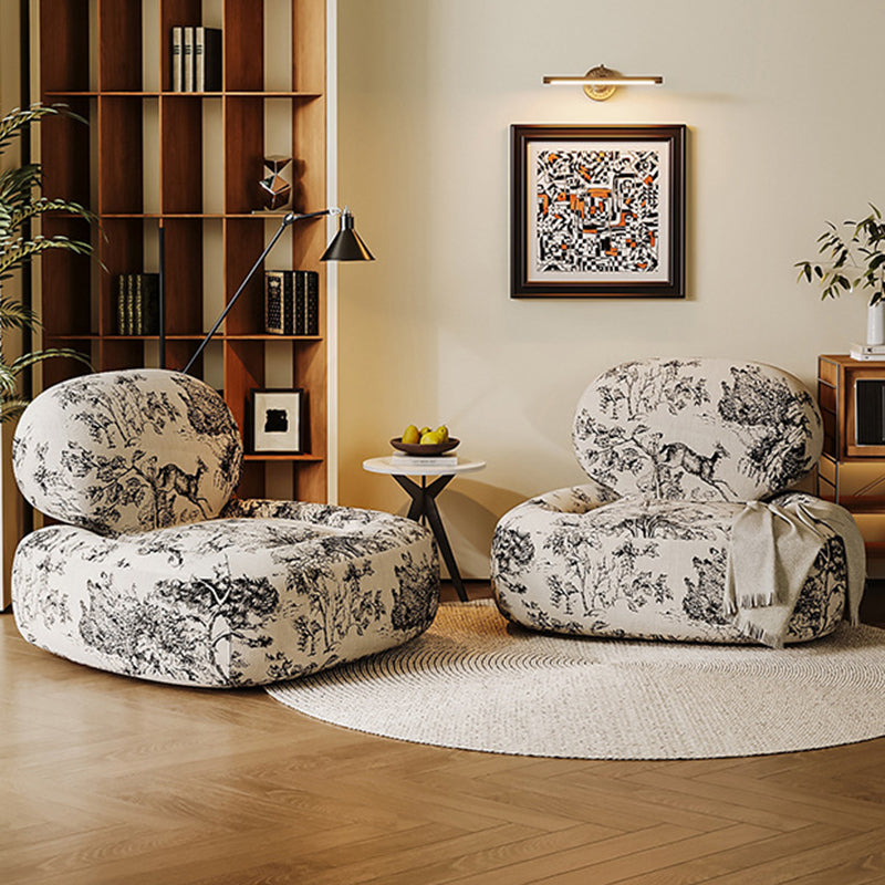 Conjunto de Silla y Mesa Cuadrada con Estampado de Cara de Jungla en Tela Tradicional Francesa con Madera y Esponja para Sala de Estar 