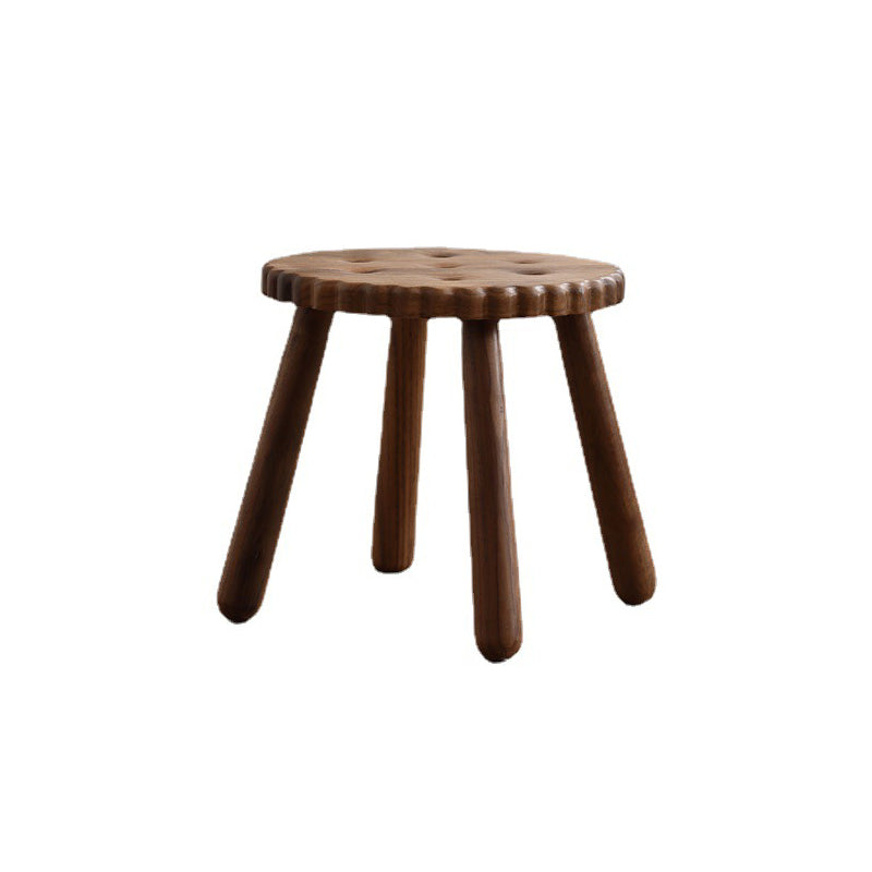 Contemporary Creative Kids Walnut Round Cookie Low Stool Backless For Entryway
