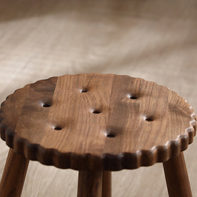 Contemporary Creative Kids Walnut Round Cookie Low Stool Backless For Entryway