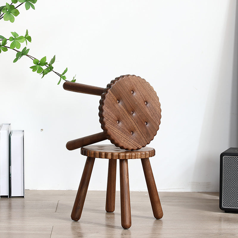 Contemporary Creative Kids Walnut Round Cookie Low Stool Backless For Entryway