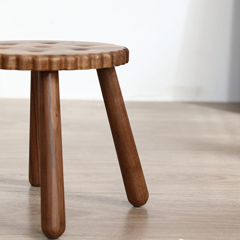Contemporary Creative Kids Walnut Round Cookie Low Stool Backless For Entryway