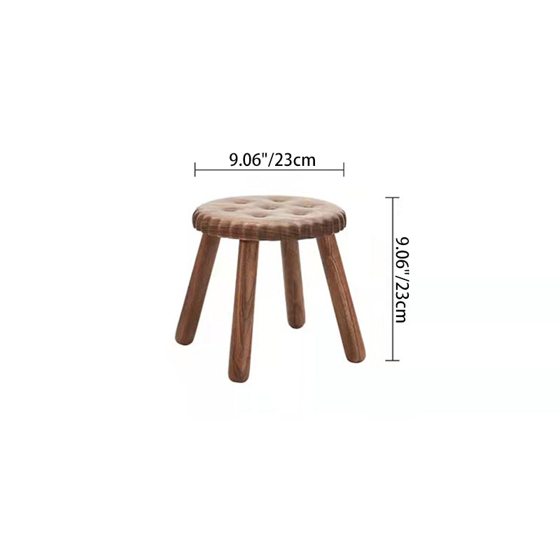 Contemporary Creative Kids Walnut Round Cookie Low Stool Backless For Entryway