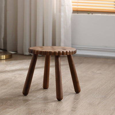 Contemporary Creative Kids Walnut Round Cookie Low Stool Backless For Entryway