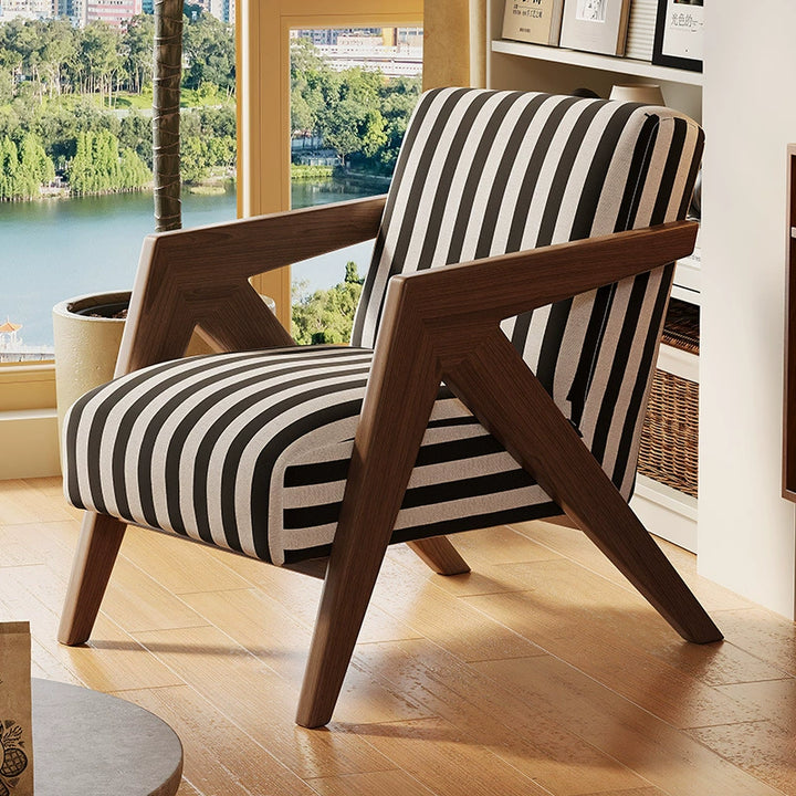 Tissu rétro contemporain Éponge Bois de frêne Carré Flèche Accent Chaise Dossier Accoudoir Pour salon 