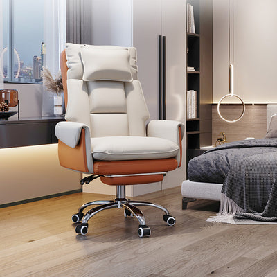 Modern Simplicity Leather Aluminum Alloy Steel Cotton Sponge Square Reclinable Desk Chair Backrest Footrest Headrest For Home Office