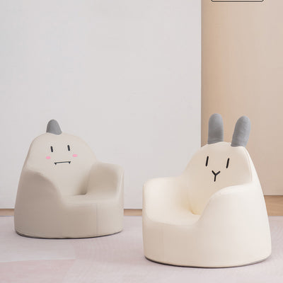 Contemporary Creative Kids Cartoon Animal Leather Foam Rabbit Bear Dinosaur Low Stool Backrest Armrest For Dining Room