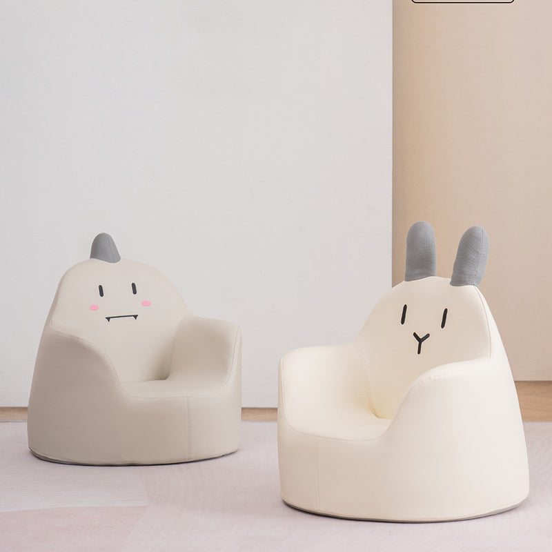 Contemporary Creative Kids Cartoon Animal Leather Foam Rabbit Bear Dinosaur Low Stool Backrest Armrest For Dining Room