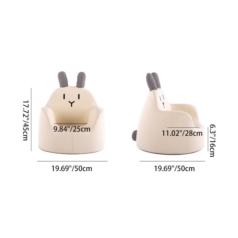 Contemporary Creative Kids Cartoon Animal Leather Foam Rabbit Bear Dinosaur Low Stool Backrest Armrest For Dining Room