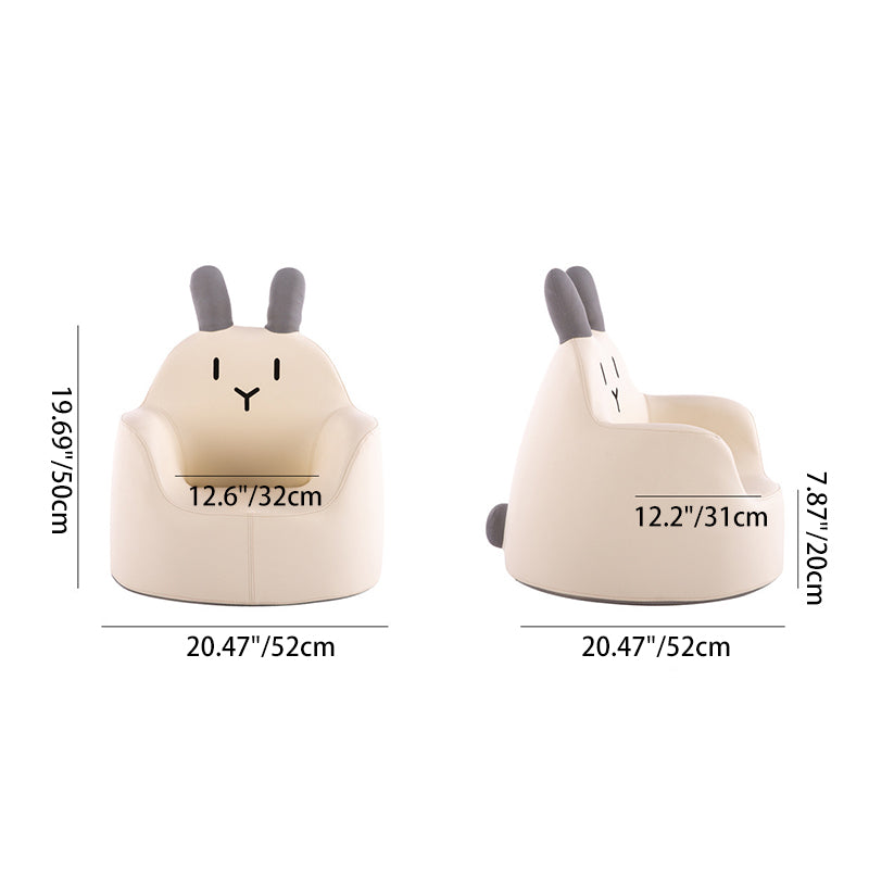 Contemporary Creative Kids Cartoon Animal Leather Foam Rabbit Bear Dinosaur Low Stool Backrest Armrest For Dining Room