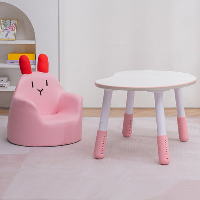 Contemporary Creative Kids Cartoon Animal Leather Foam Rabbit Bear Dinosaur Low Stool Backrest Armrest For Dining Room