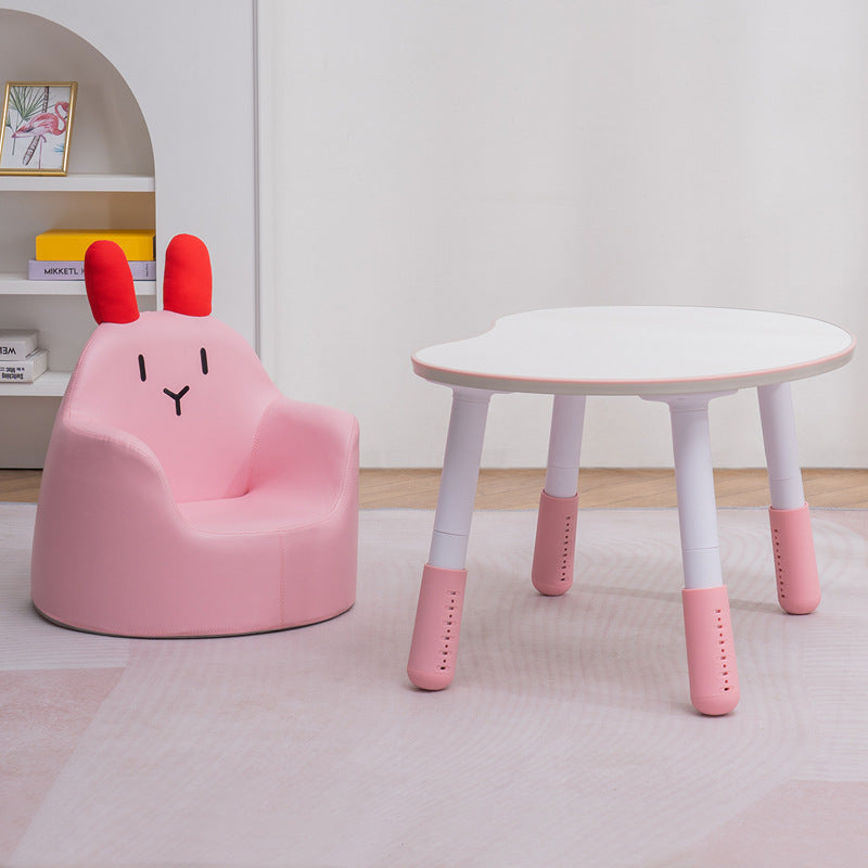 Contemporary Creative Kids Cartoon Animal Leather Foam Rabbit Bear Dinosaur Low Stool Backrest Armrest For Dining Room