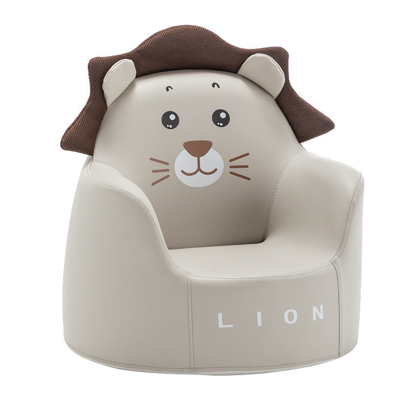 Contemporary Creative Kids Cartoon Animal Leather Foam Rabbit Bear Dinosaur Low Stool Backrest Armrest For Dining Room