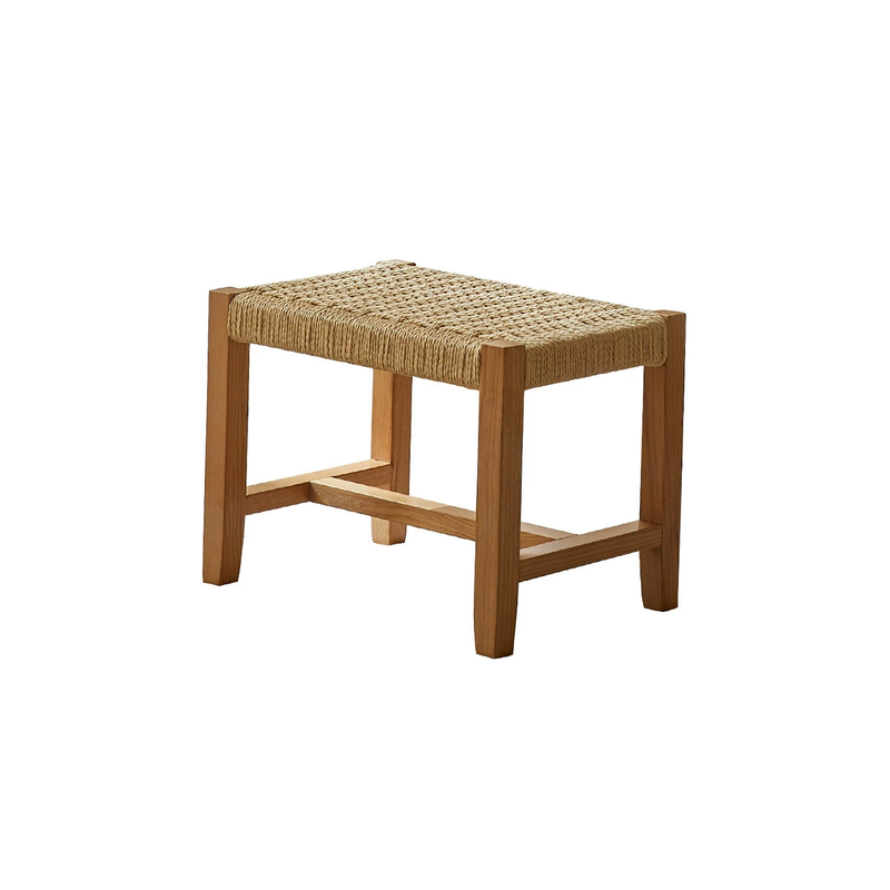 Traditional Japanese Weaving Ash Wood Rattan Rectangular Rocking Chair Recliner Armrest Footstool For Living Room